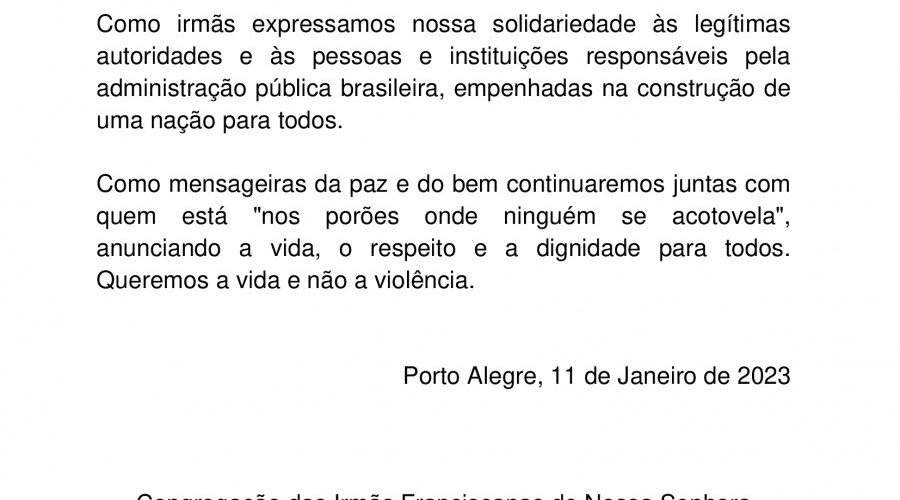NOTA DE APOIO